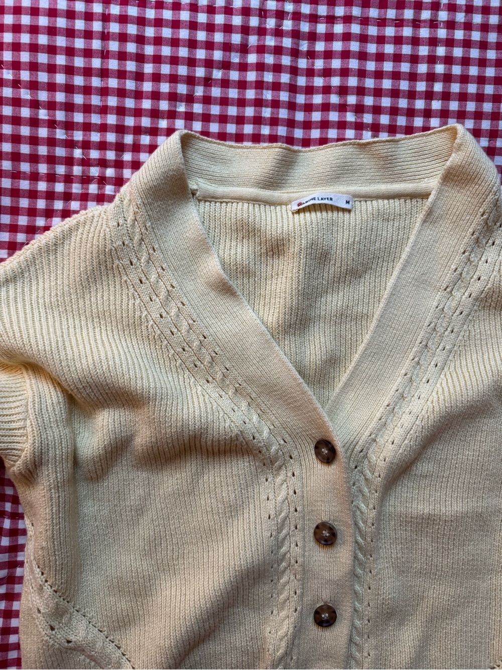 Marine Layer butter yellow V-Neck Button Cardigan Sweater - Picture 2 of 2